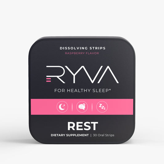 Ryva dietary supplement packaging for healthy sleep on a white background