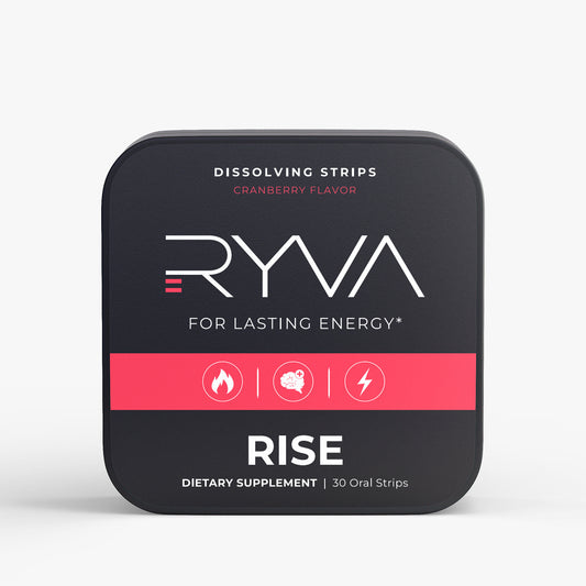 Ryva dietary supplement packaging with black and red design on a white background
