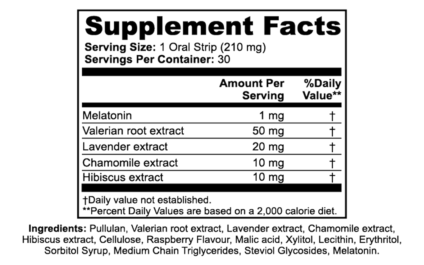 Supplement facts label with various extracts and their amounts per serving.