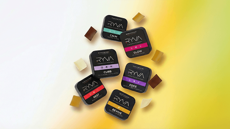 Collection of Ryva products on a gradient background
